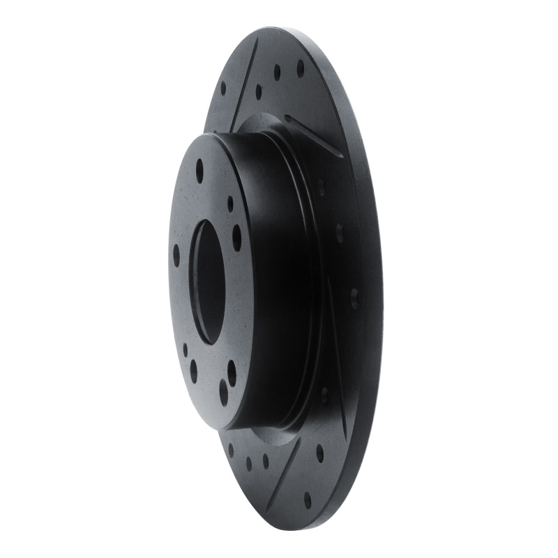 Honda Civic Coupe Brake Rotor (1) - Rear Left - R1 Concepts - Drilled and Slotted - Black - `16-`25